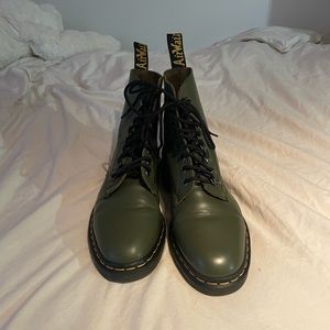 green doc marten men’s combat boots
